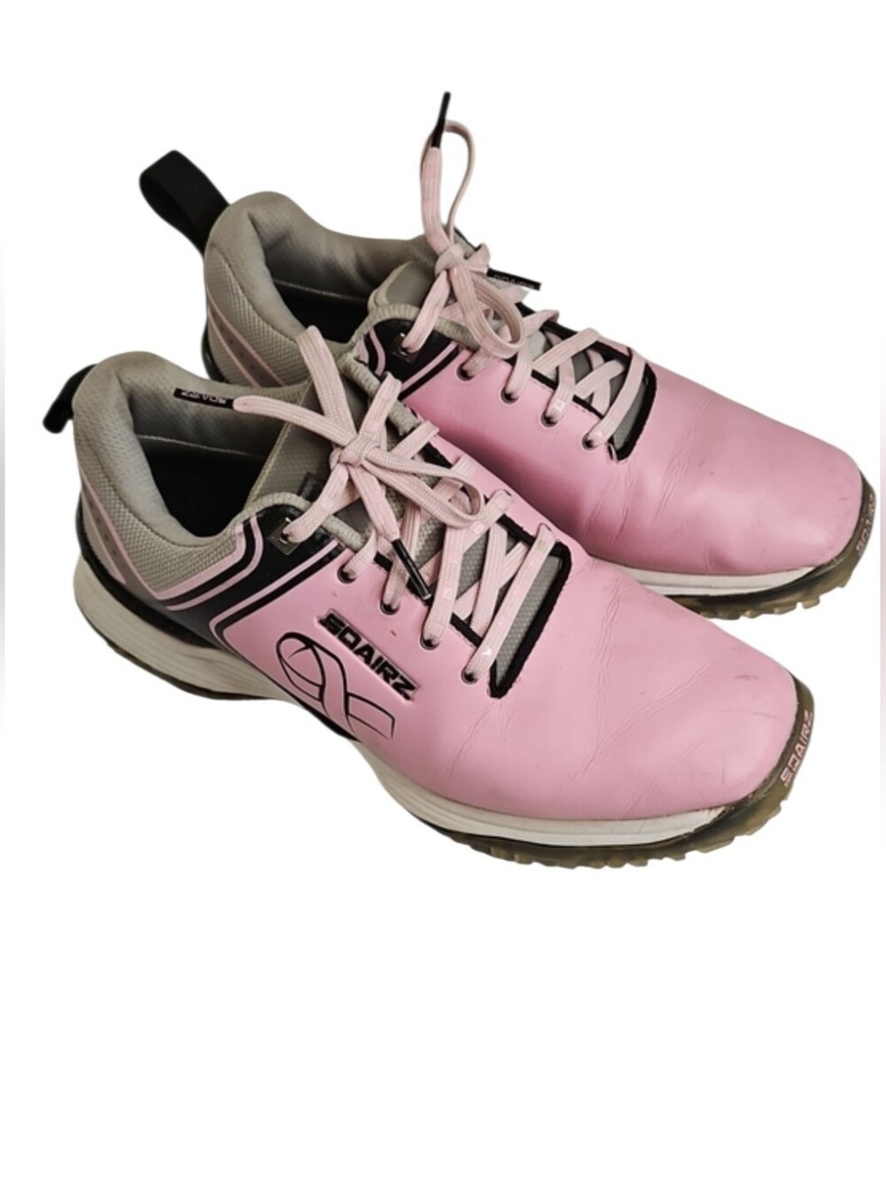 Sqairz Women's Pink Golf Shoes Size 8.5, Breast Cancer Awareness Ribbon
